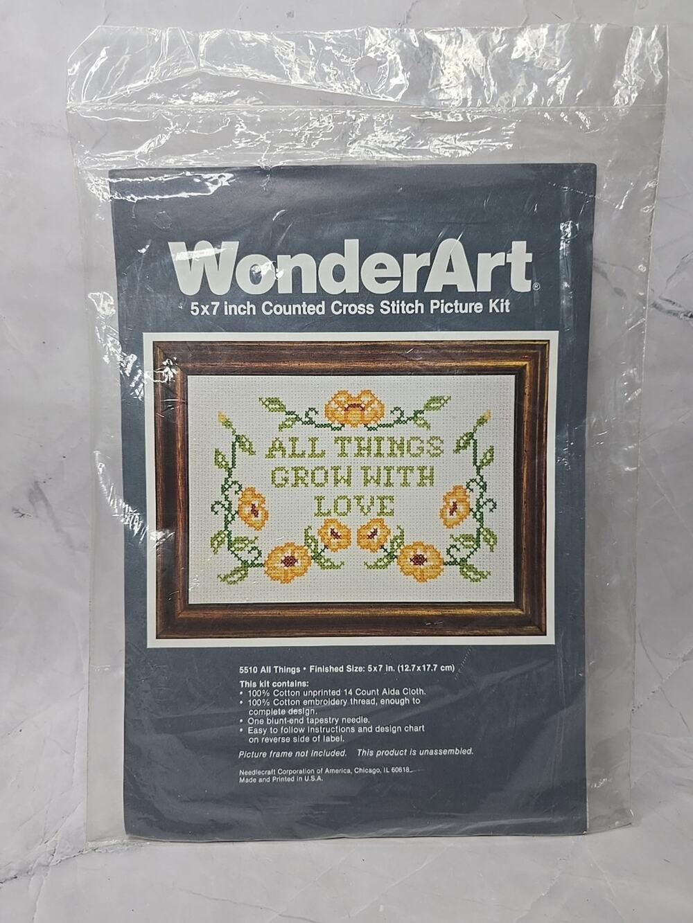 Wonderart Counted Cross Stitch Picture Kit All Things Grow With Love 5x7